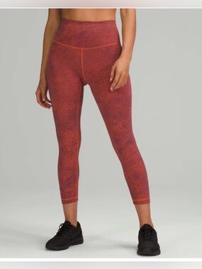Lululemon Wunder Train High-Rise Crop 23" Crackle Glaze Vintage Orange Size 4